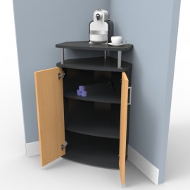 Meuble d'angle pour machine a cafe en blanc livré monté et aux dimensions qui conviennent à votre machine à café et cafetière