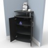 Meuble angle pour machine a cafe coloris en noir disposant d'un dos en retrait permettant de laisser passer les câbles