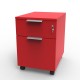 Caisson à tiroir coloris rouge livré monté dans votre entreprise et qui comporte deux tiroirs dont un pour dossiers suspendus