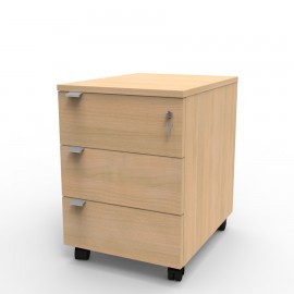 Caisson de rangement chene clair livré monté pour une installation rapide et facile dans un bureau d'entreprise ou de CHR