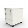 Caisson de rangement coloris blanc doté de tiroirs en bois convenant pour du rangement dans des entreprises et collectivités