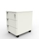 Caisson de rangement coloris blanc doté de tiroirs en bois convenant pour du rangement dans des entreprises et collectivités