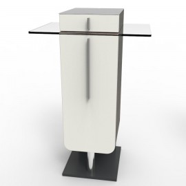 Meuble pour machine à café design en blanc livré monté et doté des rangements idéals pour vos accessoires d'espace café