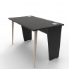 Bureau compact noir avec des panneaux de bois pouvant se décliner en plusieurs coloris afin de correspondre à votre bureau
