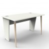 Bureau compact blanc en bois où vous avez la possibilité d'ajouter un caisson de rangement afin d'apporter du classement 