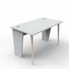 Bureau compact gris qui est en bois avec une qualité professionnelle puisqu'il est fabriqué dans les ateliers situés en France