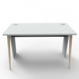 Bureau compact en gris avec des matériaux en bois de qualité professionnelle provenant directement du fabricant français