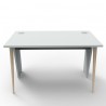 Bureau compact en gris avec des matériaux en bois de qualité professionnelle provenant directement du fabricant français