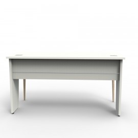 Bureau compact design coloris blanc idéal pour poser un ordinateur et des documents, bureau compact en bois fait en France