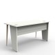 Bureau compact design bois blanc avec une dimension 140 cm laissant la possibilité d'ajouter un caisson pour bureau bois