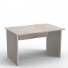 Bureau moderne en coloris béton clair avec deux passes-câbles pour laisser passer les câbles d'ordinateur ou de téléphone