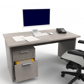  	Bureau longueur 140 cm bois en béton clair déclinable en plusieurs coloris, vente bureau en bois fabriqué en France et qualité