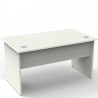 Bureau longueur 140 cm en bois blanc doté de deux passes-câbles permettant de laisser passer les câbles d'ordinateur