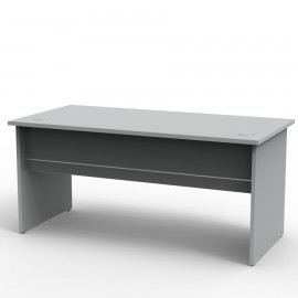 Bureau en bois en gris idéal pour un ordinateur et documents afin d'aménager dans un espace d'accueil ou open space
