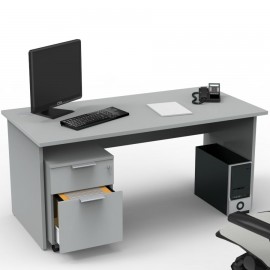 Bureau en bois en coloris gris qui est fabriqué en France par le fabricant de meubles en bois pour bureaux Vente Directe PME