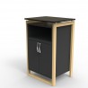 Meuble pour machine a café, noir piètements bois massif, option plateau et tiroir panier