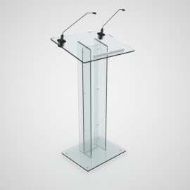Pupitre plexiglas pour conférences et discours, avec option micro