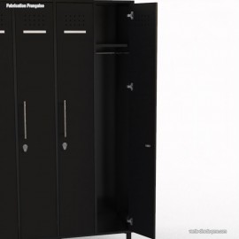 Vestiaire industriel constitué de 2 colonnes d’une hauteur de 180 cm et d’une largeur de 30 cm au corps de meuble graphite