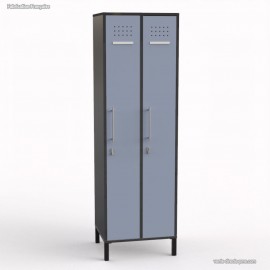 Vestiaire industriel idéal pour tous secteurs d'activités d'entreprises au corps de meuble graphite et 2 portes coloris dove blu