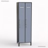 Vestiaire industriel idéal pour tous secteurs d'activités d'entreprises au corps de meuble graphite et 2 portes coloris dove blu