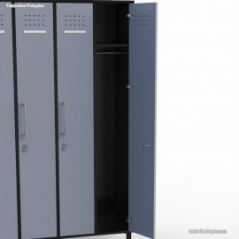 Vestiaire industriel dispose de deux colonnes en largeur 30 cm fournissant un espace de rangement simple et pratique