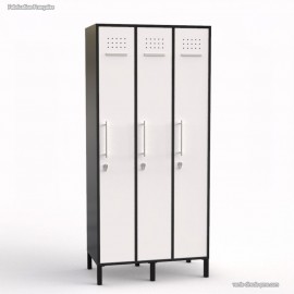 Casier vestiaire professionnel corps de meuble graphite 3 portes coloris blanc sont de largeur 30 cm et hauteur 180 cm