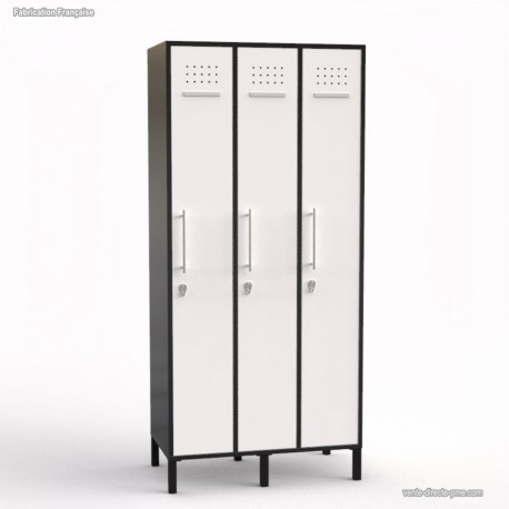Armoire vestiaire graphite en bois largeur 30 cm et 3 portes