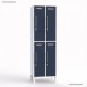 Vestiaire industriel corps de meuble blanc largeur 30 cm et 4 portes coloris bleu cosmique
