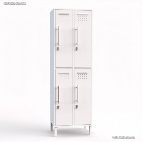 Vestiaire industriel blanc rangement sécurisé en salle de sport