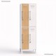 Vestiaire industriel de coloris blanc en largeur 30 cm et hauteur 90 cm pour les 4 portes multi-couleur chêne et blanc