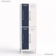 Vestiaire industriel de couleur blanc largeur 30 cm et 4 portes multi-couleur bleu cosmique et blanc