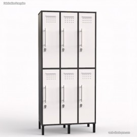 Vestiaire industriel en bois corps de meuble graphite largeur 30 cm et 6 portes coloris blanc
