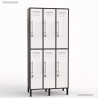 Vestiaire industriel en bois corps de meuble graphite largeur 30 cm et 6 portes coloris blanc