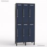 Vestiaire industriel en bois corps graphite largeur 30 cm et 6 portes coloris bleu cosmique