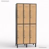Vestiaire industriel en bois meuble graphite 6 portes coloris chêne largeur 30 cm et hauteur 90 cm