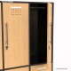 Vestiaire casier bois livré monté avec un corps de meuble graphite et 6 portes aux façades coloris chêne largeur 30 cm