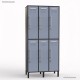 Vestiaire casier bois coloris graphite comme corps de meuble et largeur 30 cm pour 6 portes coloris dove blue