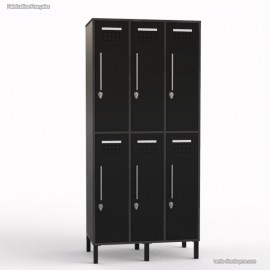Vestiaire industriel en bois graphite largeur 30 cm et 6 portes coloris noir