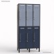 Vestiaire industriel en bois de coloris graphite largeur 30 cm et 6 portes multi-couleur bleu cosmique et dove blue