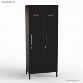 Vestiaire de bureau professionnel coloris graphite comme corps de meuble avec 2 portes en coloris noir