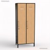 Vestiaire de bureau professionnel couleur graphite en corps de meuble comportant 2 portes en coloris chêne