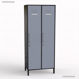 Vestiaire de bureau professionnel de couleur graphite et 2 portes coloris dove blue de largeur 40 cm qui est fabriqué en france