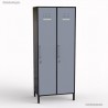 Vestiaire de bureau professionnel de couleur graphite et 2 portes coloris dove blue de largeur 40 cm qui est fabriqué en france
