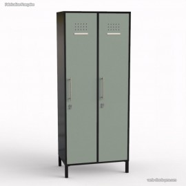 Vestiaire de bureau professionnel de coloris graphite pour le corps de meuble avec des portes de largeur 40 cm en vert fjord