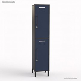 Casier vestiaire monobloc graphite en hauteur 90 cm et largeur 40 cm à 2 portes coloris bleu cosmique