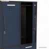 Casier vestiaire monobloc avec 2 portes coloris bleu cosmique et corps de meuble en coloris graphite