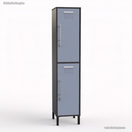 Casier vestiaire monobloc coloris graphite et 2 portes coloris dove blue de largeur 40 cm et hauteur 90 cm