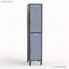 Casier vestiaire monobloc coloris graphite et 2 portes coloris dove blue de largeur 40 cm et hauteur 90 cm