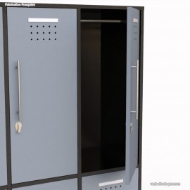 Casier vestiaire monobloc dont les 2 casiers sont en coloris dove blue pour des industries propres et bureaux