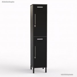 Casier vestiaire monobloc corps graphite avec 2 portes aux façades en coloris noir fabriqué en france